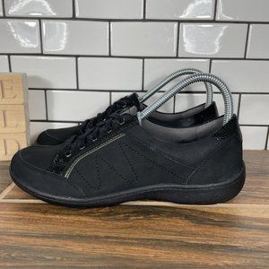 Aravon Bromly Oxford Women's Size 7 Narrow Shoes Black Leather Casual Sneakers